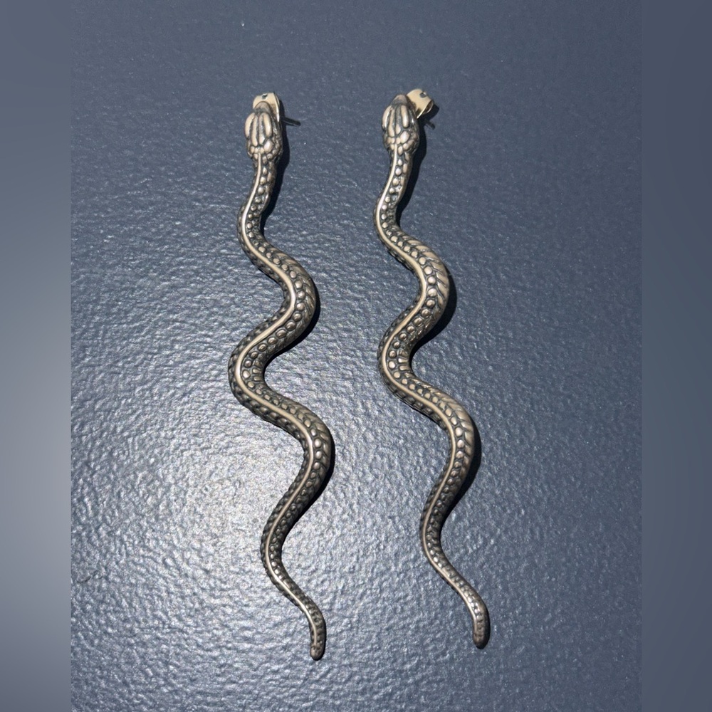 Vintage Sterling Silver 925 Snake Reptile Earrings